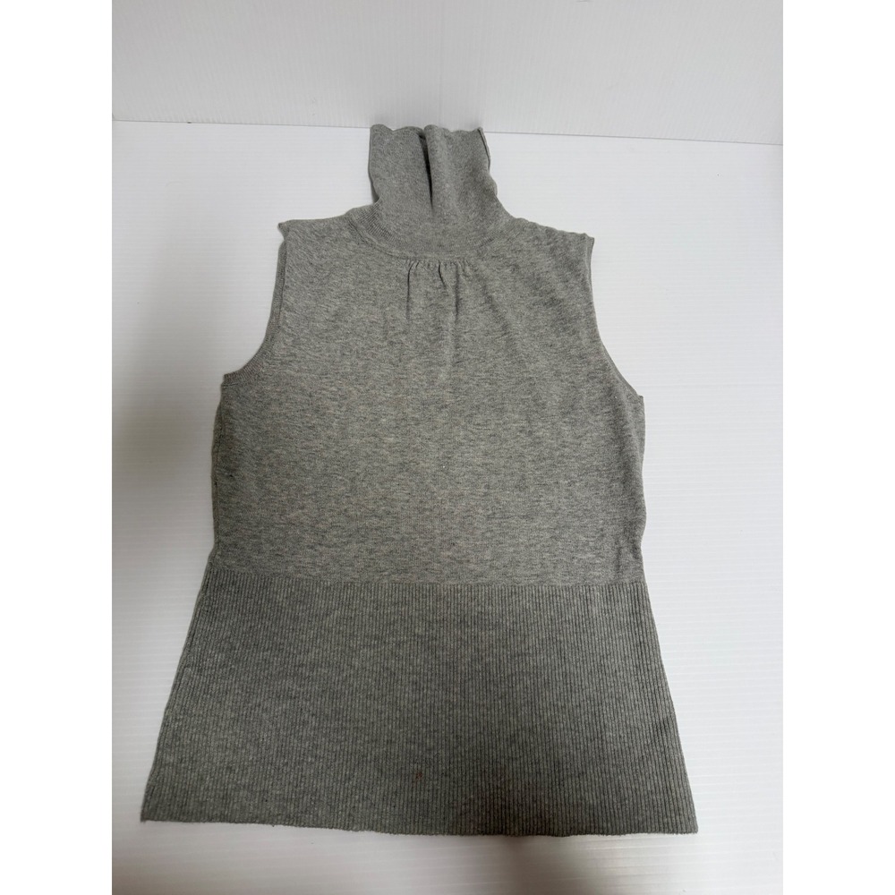 Axcess Liz Claiborne Sleeveless Turtleneck Sweater Heather Gray Ribbed Hem Large